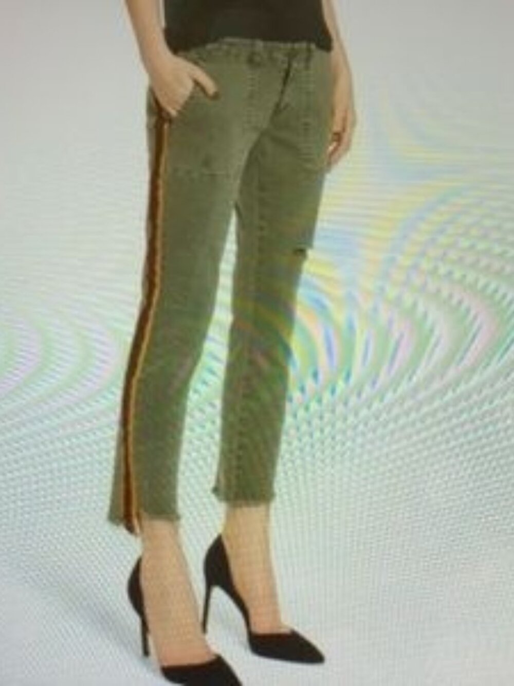Pam & Gela Militia Uniform Side Stripe Step Hem cropped pants size 26